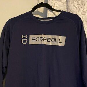 Under Armour Tech Men's 3/4 Sleeve Navy Shirt Size LARGE Good Condition